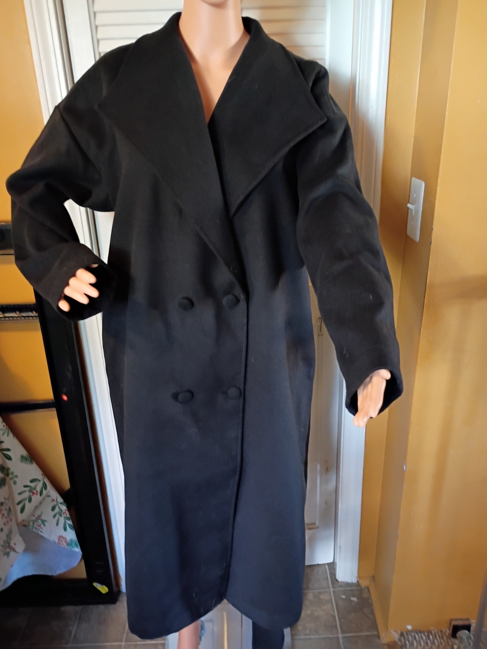 Women's Black Double-Breasted Trench Coat